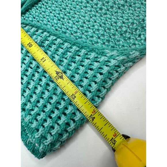 CIDER Light Green Knit Halter Crop Top Size M Boho Shirt Crochet C25 - Picture 4 of 4